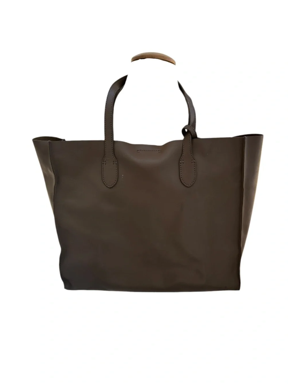 Polo Ralph Lauren taupe leather classic tote bag purse with zip pouch hangtag